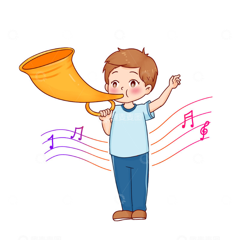源文件下载【趣麦麦图】建党节人物元素少先队员吹喇叭