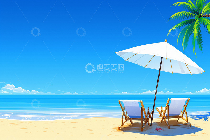 高清大图下载【趣麦麦图】夏日海滩沙滩背景