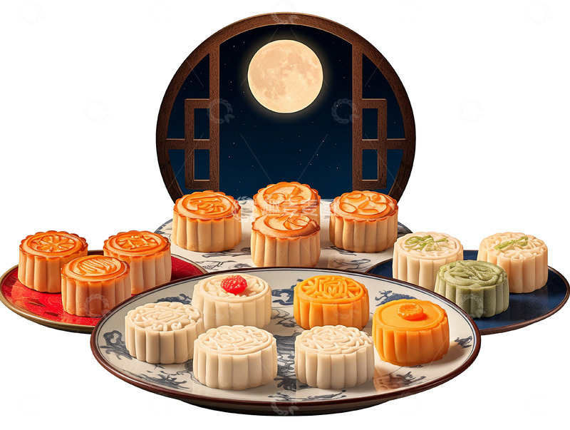 高清大图下载【趣麦麦图】手工月饼点心糕点