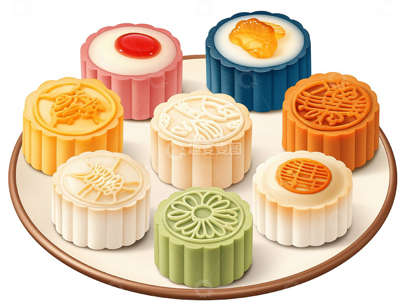 高清大图下载【趣麦麦图】时尚月饼点心糕点