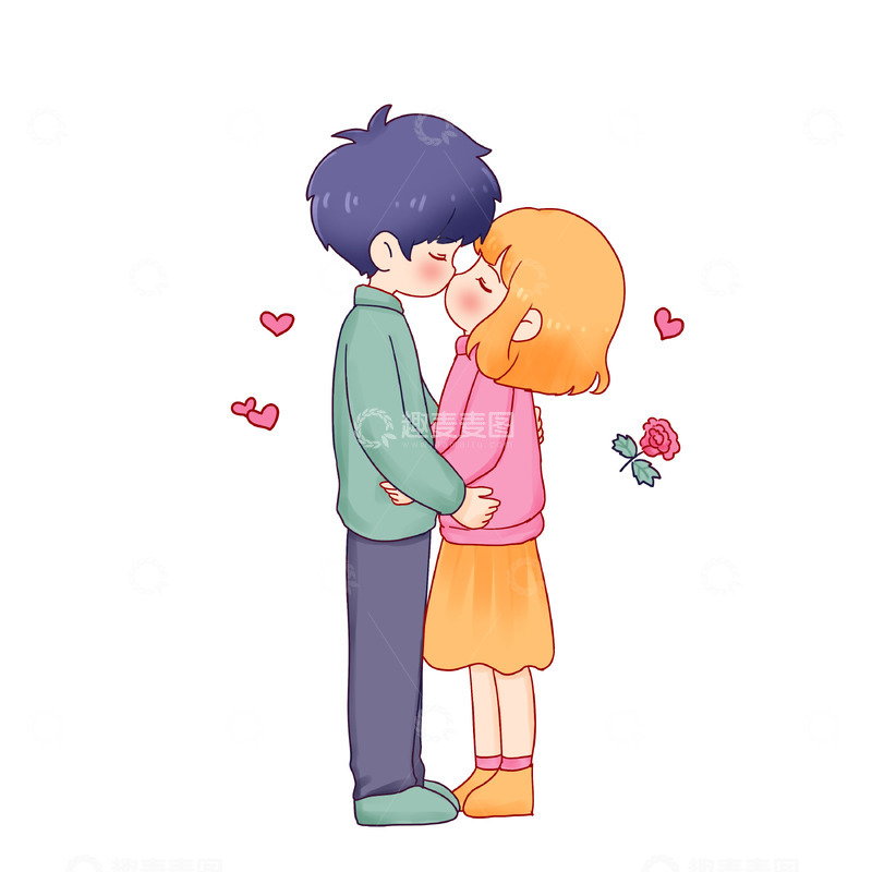 源文件下载【趣麦麦图】情人节浪漫情侣接吻