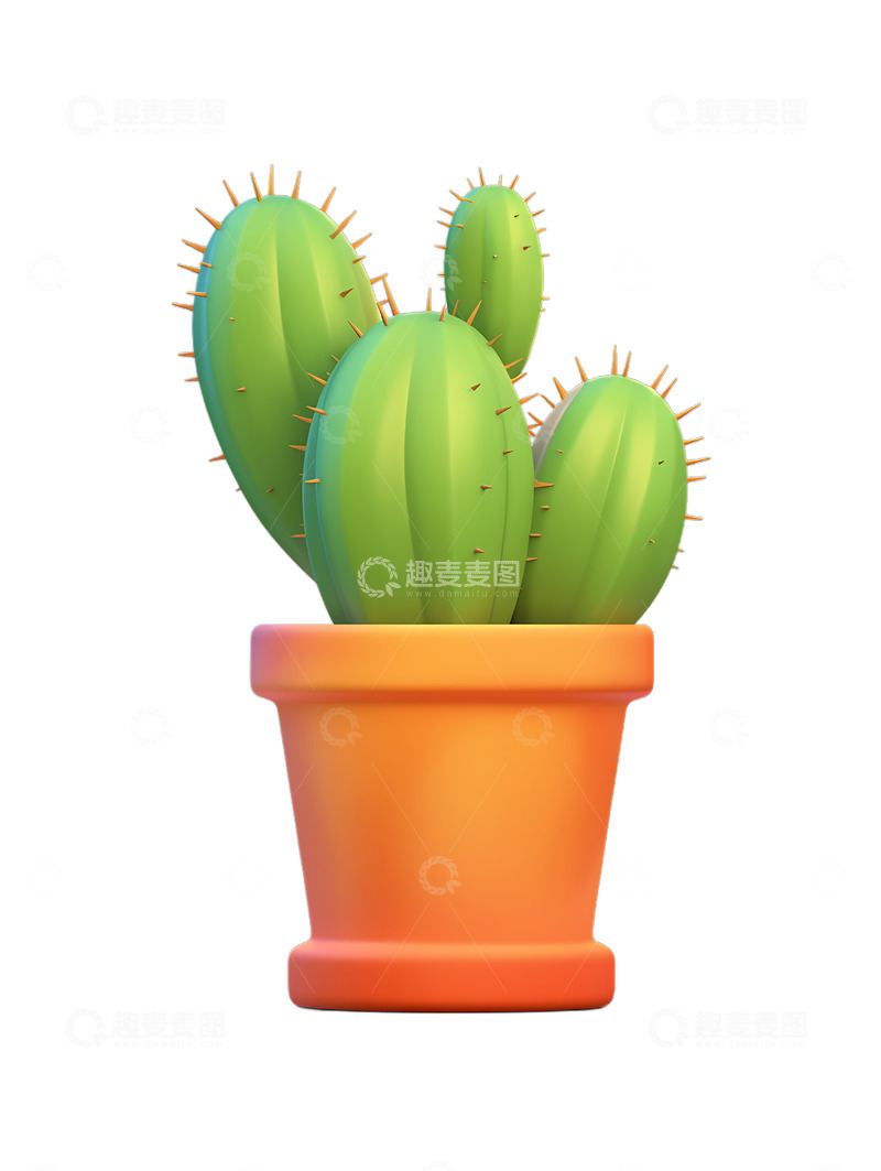 高清大图下载【趣麦麦图】仙人掌盆摘3DICON图标