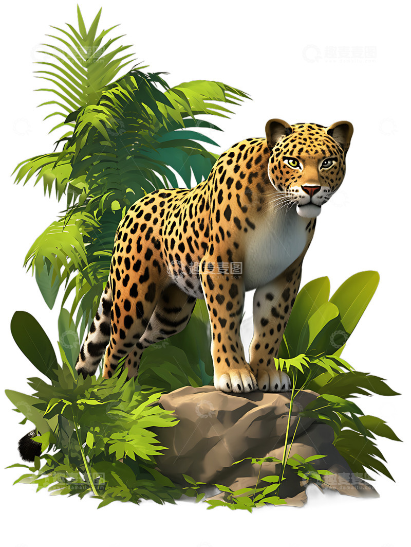 高清大图下载【趣麦麦图】卡通丛林豹子野兽