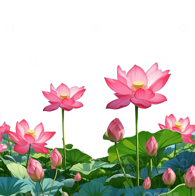 高清大图下载【趣麦麦图】夏日背景荷叶连连