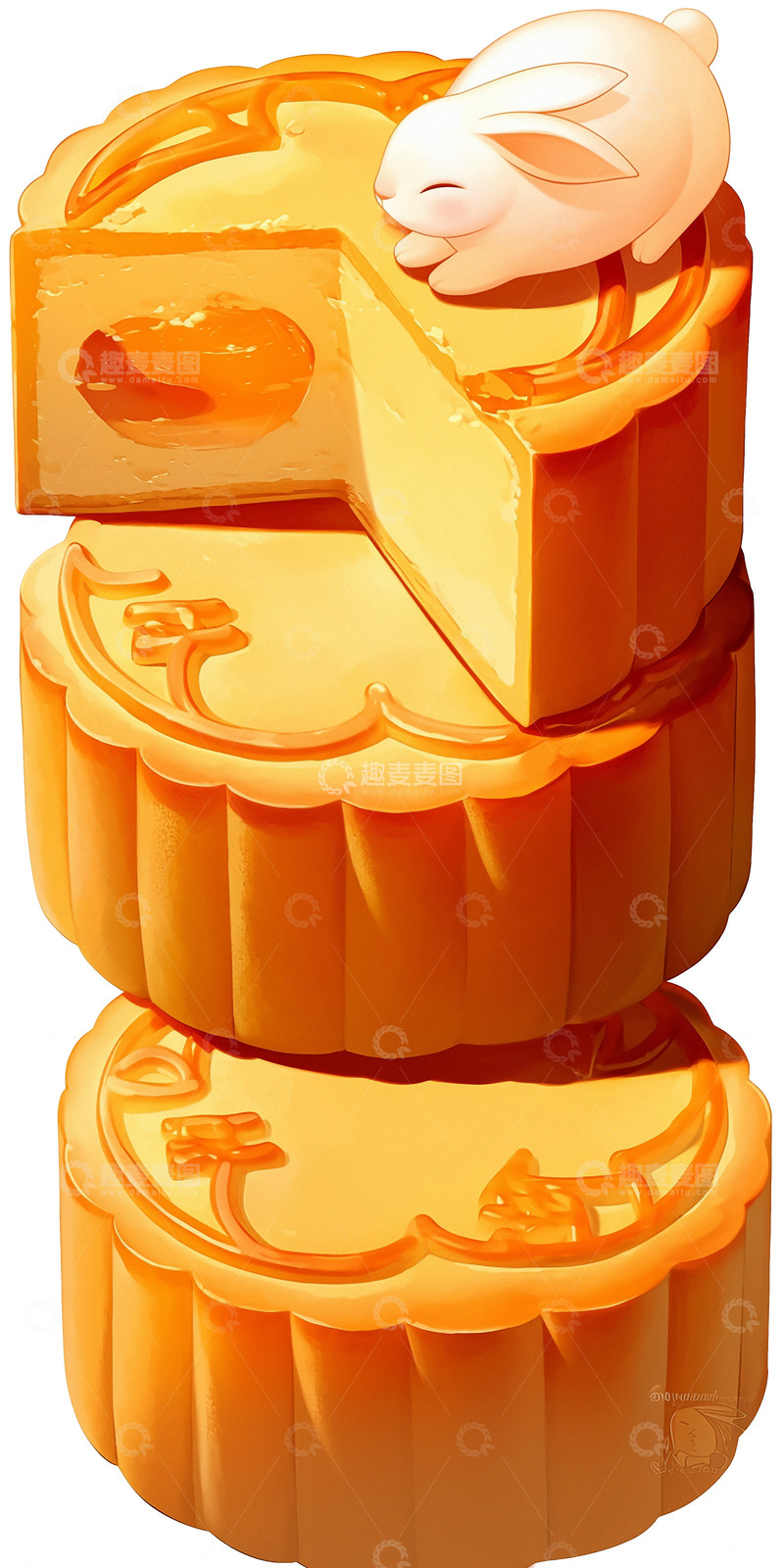 高清大图下载【趣麦麦图】莲蓉月饼蛋黄月饼