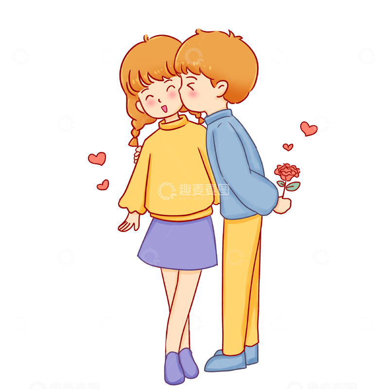 源文件下载【趣麦麦图】情人节浪漫情侣亲吻