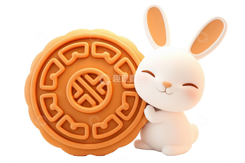 高清大图下载【趣麦麦图】玉兔中秋月饼庆团圆