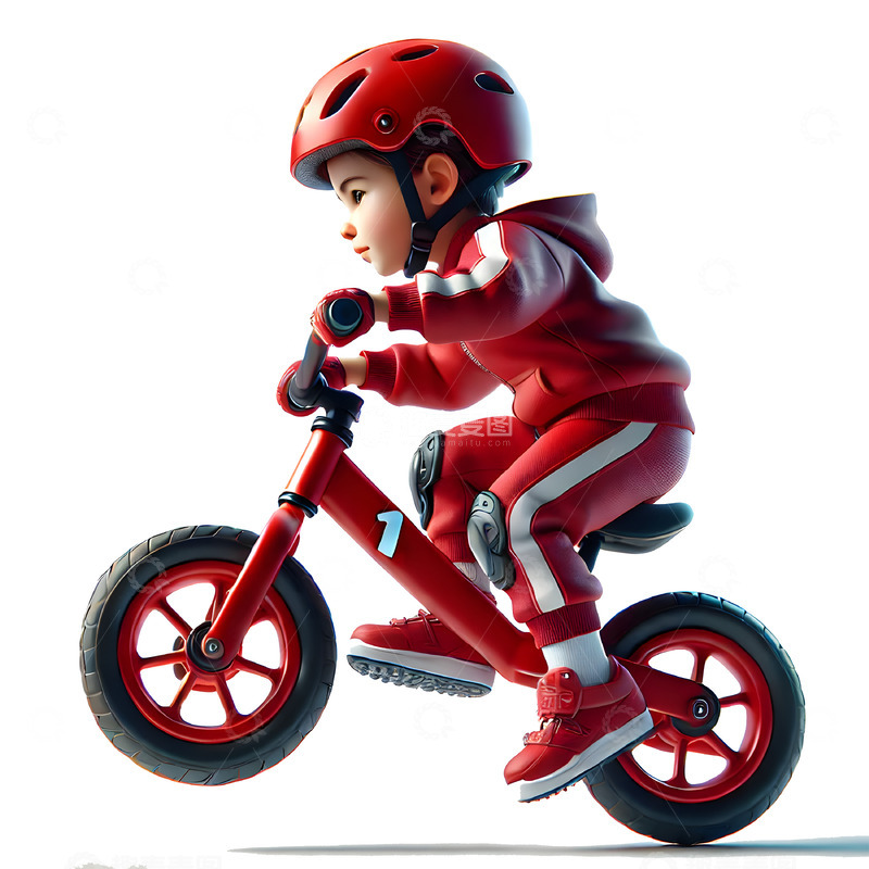 高清大图下载【趣麦麦图】骑平衡车的卡通3D人物素材