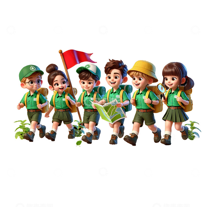 高清大图下载【趣麦麦图】暑假夏令营3D人物素材