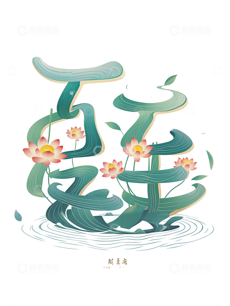 高清大图下载【趣麦麦图】夏至 字体设计 荷花  荷叶
