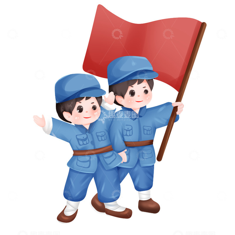 源文件下载【趣麦麦图】手绘简约卡通建党节人物元素