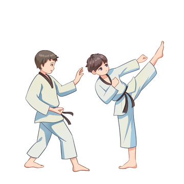 暑期培训班跆拳道人物场景