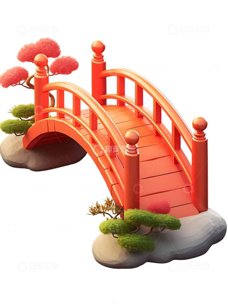 高清大图下载【趣麦麦图】中式木桥传统园林景观设计