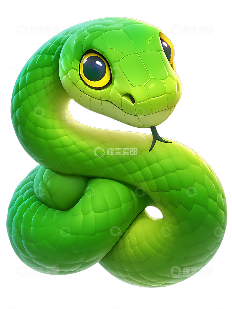 高清大图下载【趣麦麦图】青蛇卡通小蛇
