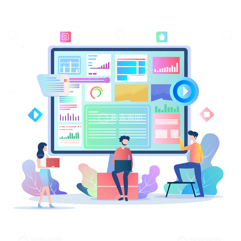 源文件下载【趣麦麦图】扁平商务电商人物图标表格办公场景