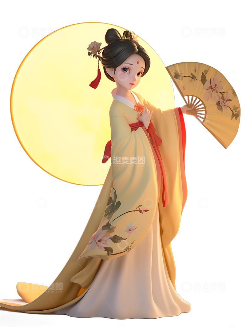 高清大图下载【趣麦麦图】汉服女孩与月亮女神