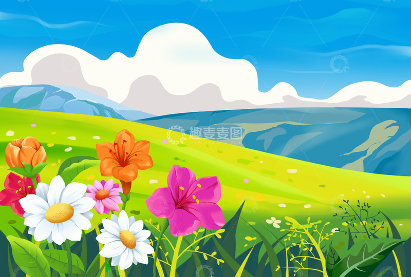 源文件下载【趣麦麦图】-夏至小暑大暑处暑野外花朵风景背景