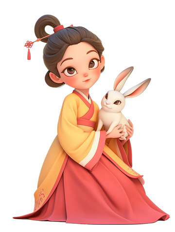 汉服女孩与兔子2