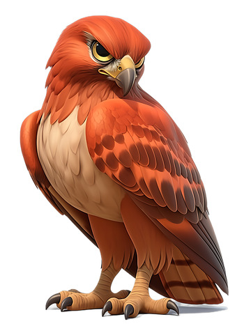 红色老鹰雕老鹰卡通手绘