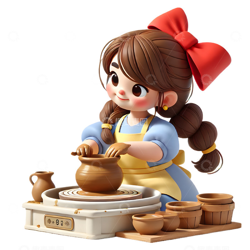 儿童兴趣班陶艺培训3D人物素材