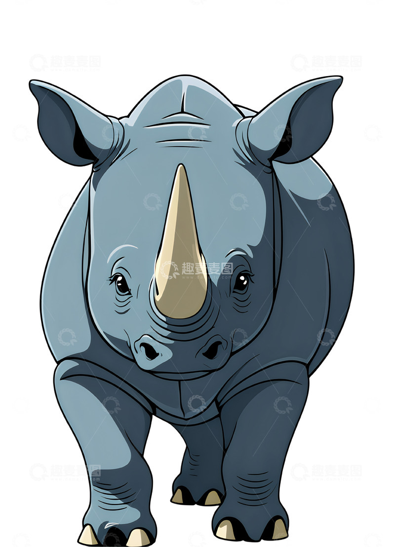 高清大图下载【趣麦麦图】凶猛犀牛卡通