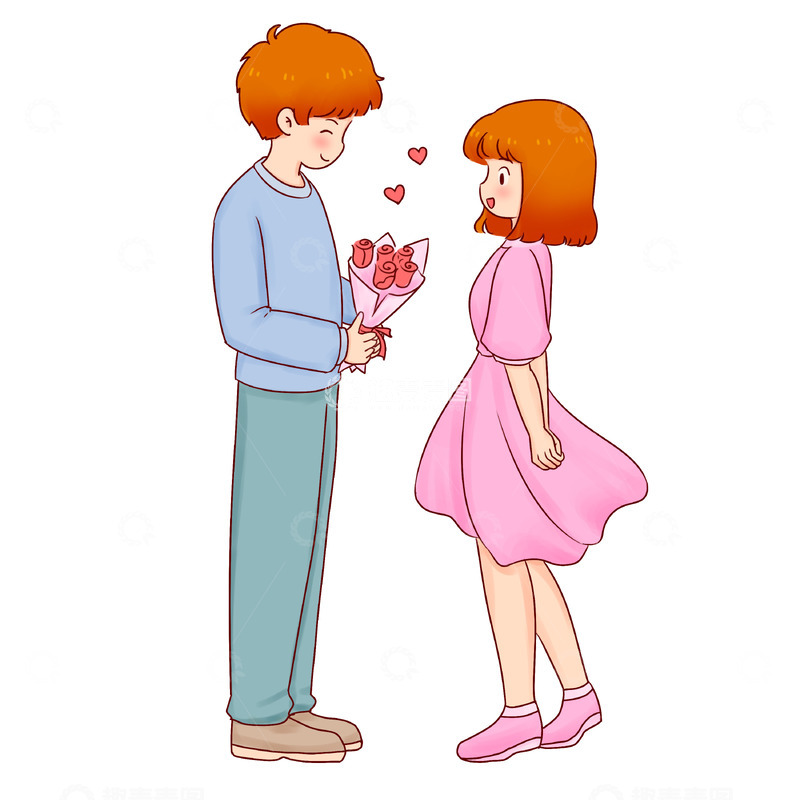 源文件下载【趣麦麦图】-情人节七夕节约会人物