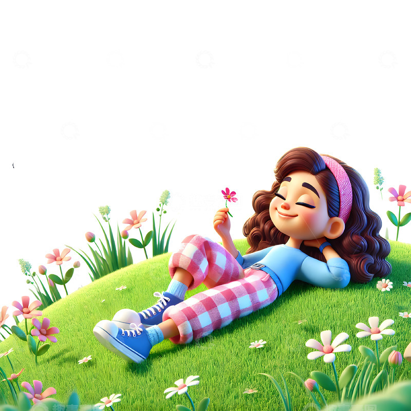 高清大图下载【趣麦麦图】在山坡上休息度假3D人物素材