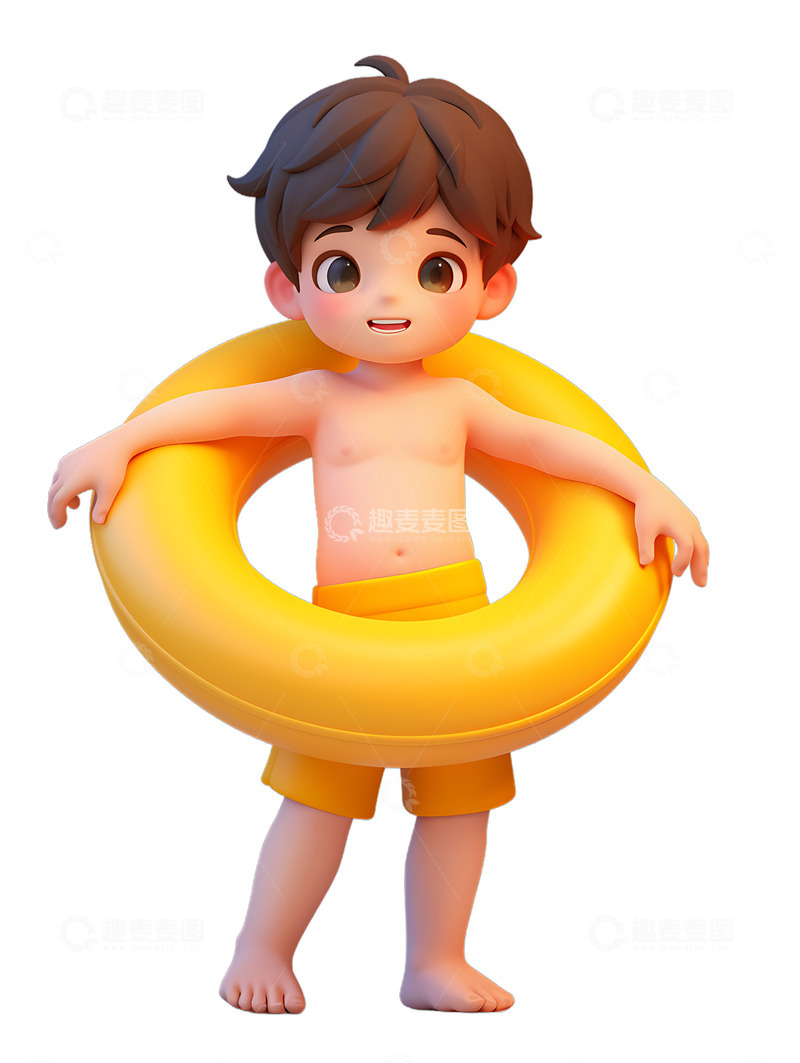 高清大图下载【趣麦麦图】游泳圈卡通夏日休闲游泳男孩小孩避暑