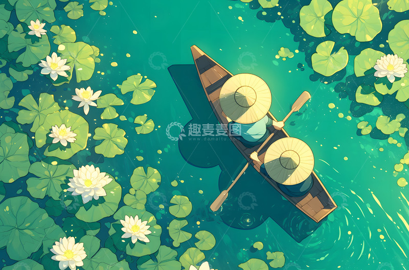 高清大图下载【趣麦麦图】二十四节气小暑插画背景