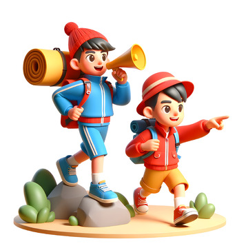 户外登山驴友卡通3D人物