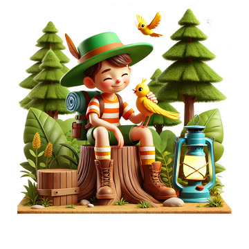 户外探险露营度假3D人物素材