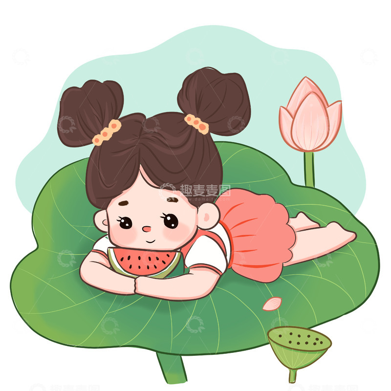 源文件下载【趣麦麦图】夏至小暑大暑处暑暑假插画人物素材