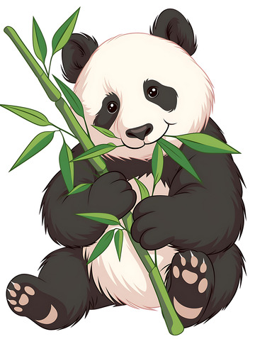 熊猫吃竹子竹子插画