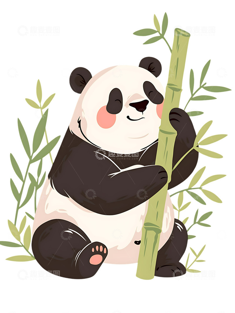 高清大图下载【趣麦麦图】熊猫吃竹子竹子