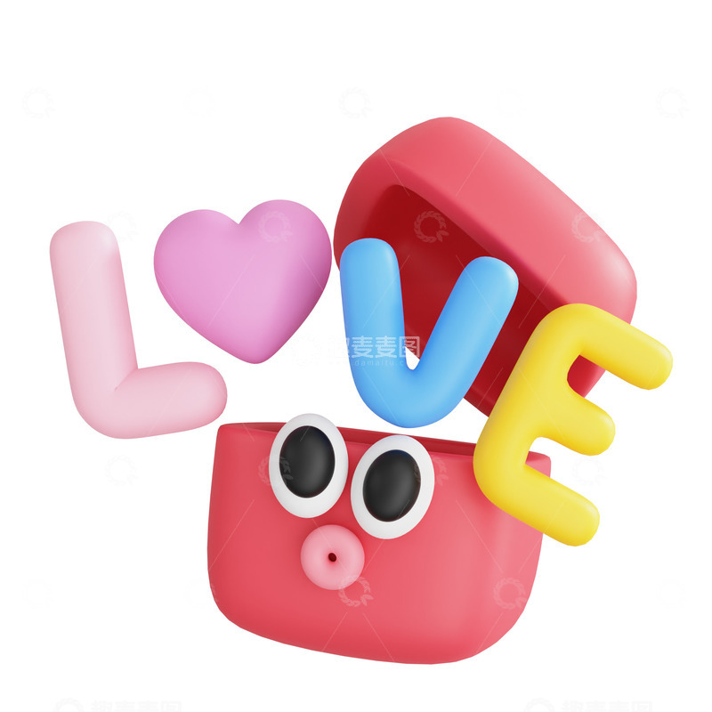 源文件下载【趣麦麦图】3D立体七夕浪漫love艺术字