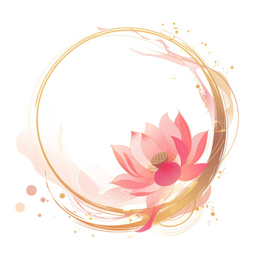 夏至小暑大暑处暑荷花装饰框插画素材