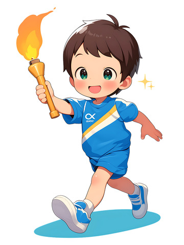 奥运会火炬手女生奥林匹克男孩运动员蓝色