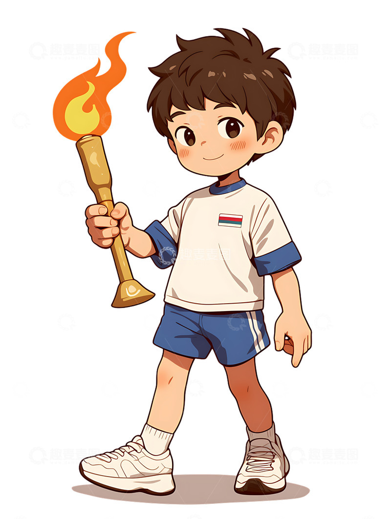高清大图下载【趣麦麦图】-奥运会火炬手女生奥林匹克男孩