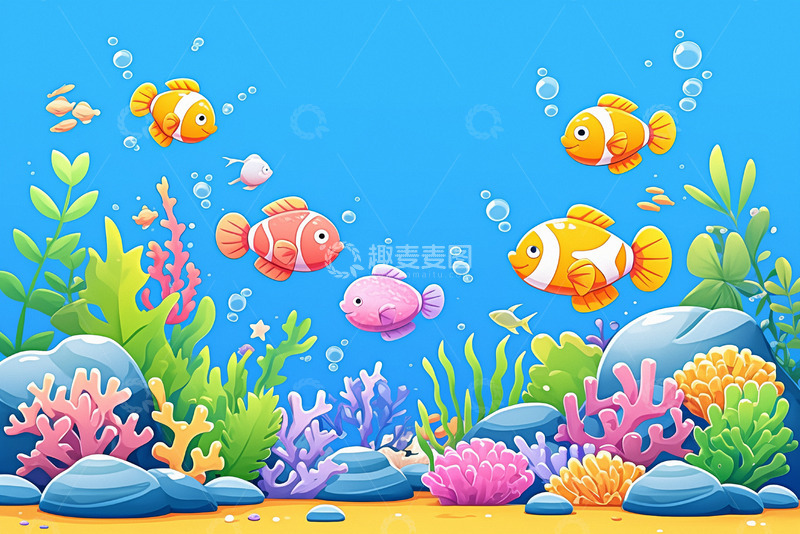 高清大图下载【趣麦麦图】卡通海洋海底素材