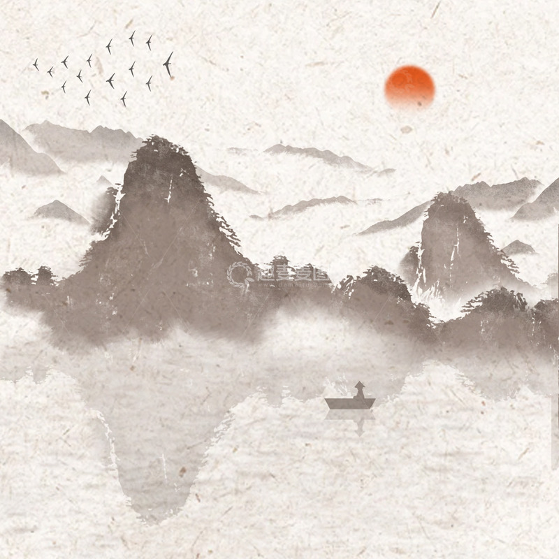 源文件下载【趣麦麦图】山水墨画背景