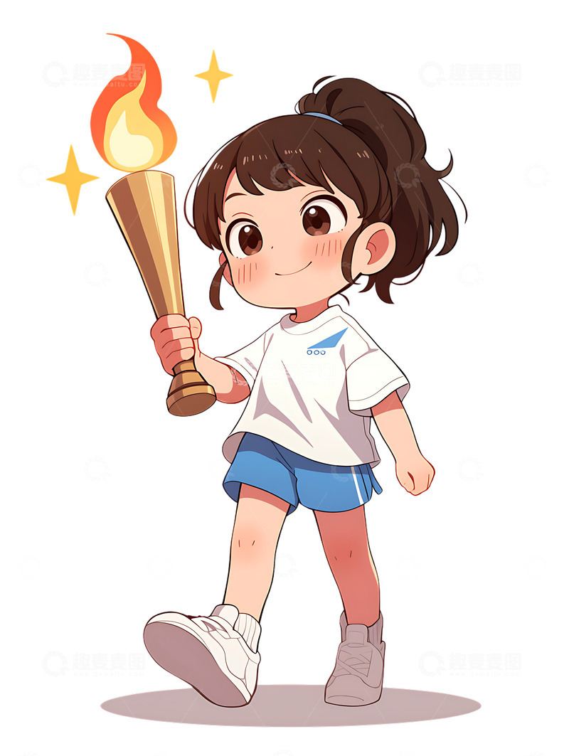 高清大图下载【趣麦麦图】奥运会火炬手女生