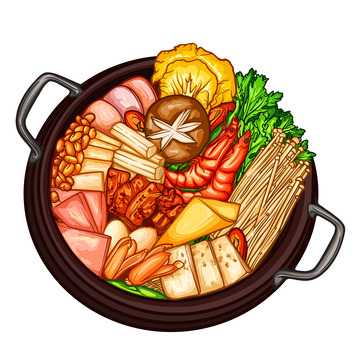 麻辣烫手绘板插画