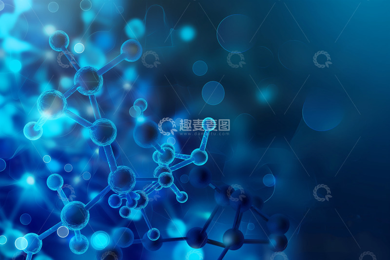 高清大图下载【趣麦麦图】分子细胞医学蓝色背景图