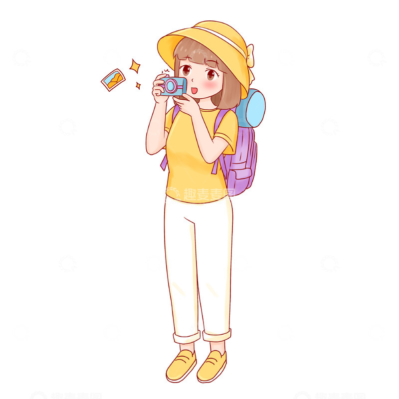 源文件下载【趣麦麦图】小暑大暑处暑暑假旅游拍照人物