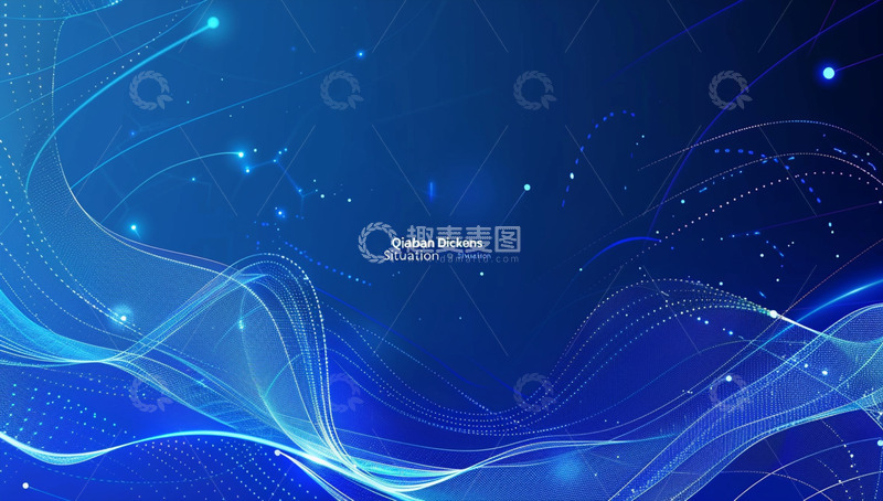 高清大图下载【趣麦麦图】-蓝色波点科技波浪摄影图