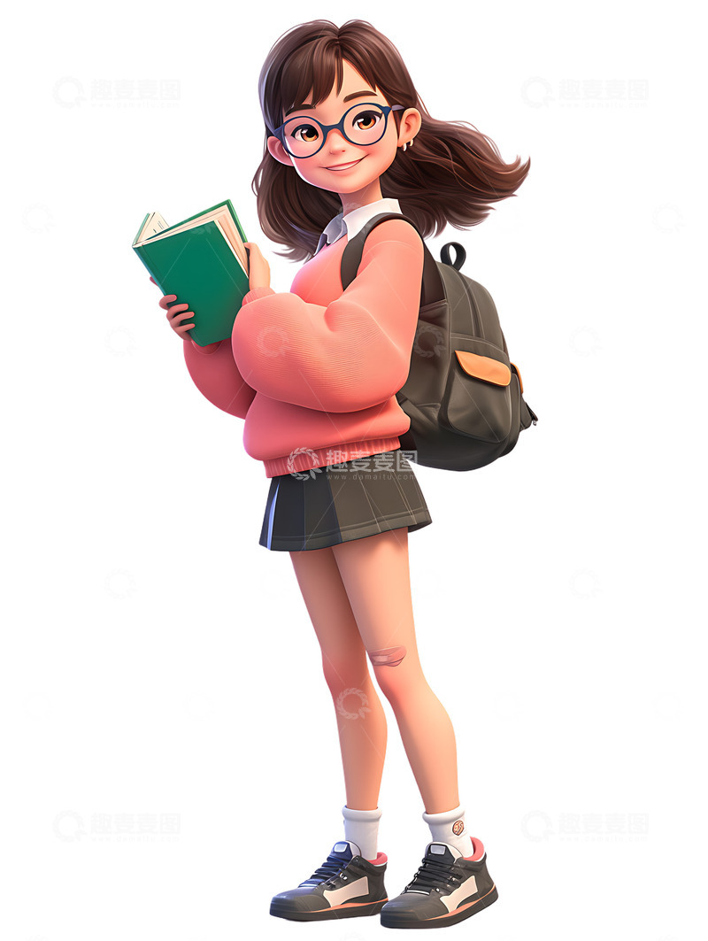 暑期班学生卡通补习学习形象