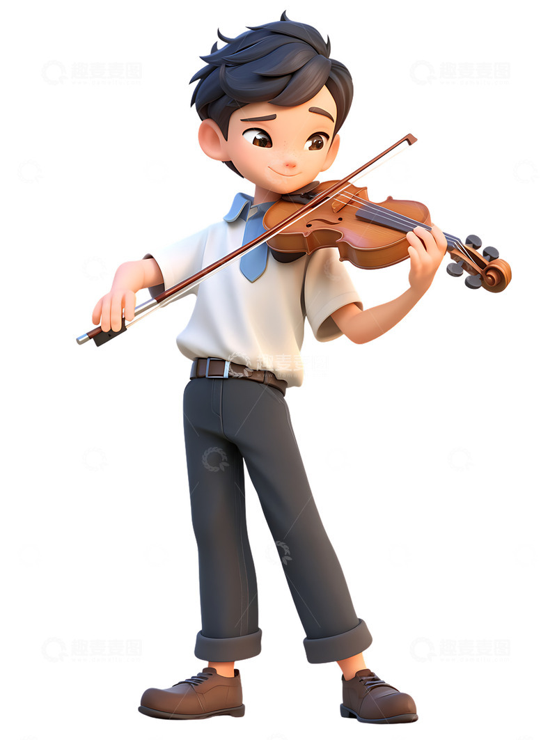 高清大图下载【趣麦麦图】拉小提琴的小男孩暑假班暑期练习