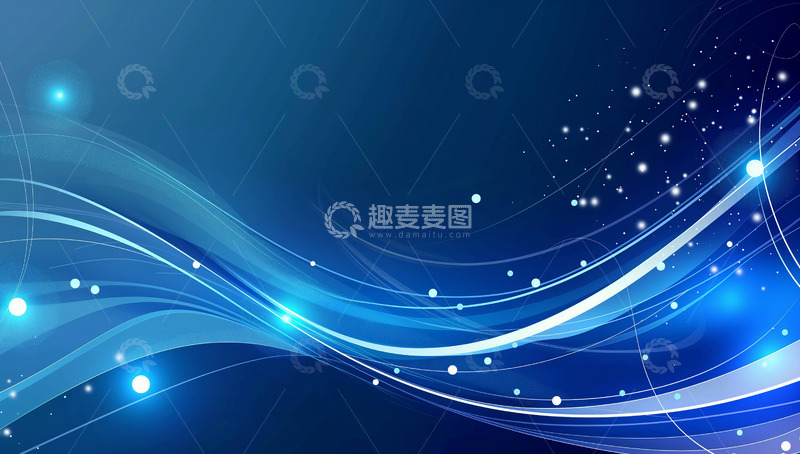 高清大图下载【趣麦麦图】蓝色光点波浪线背景