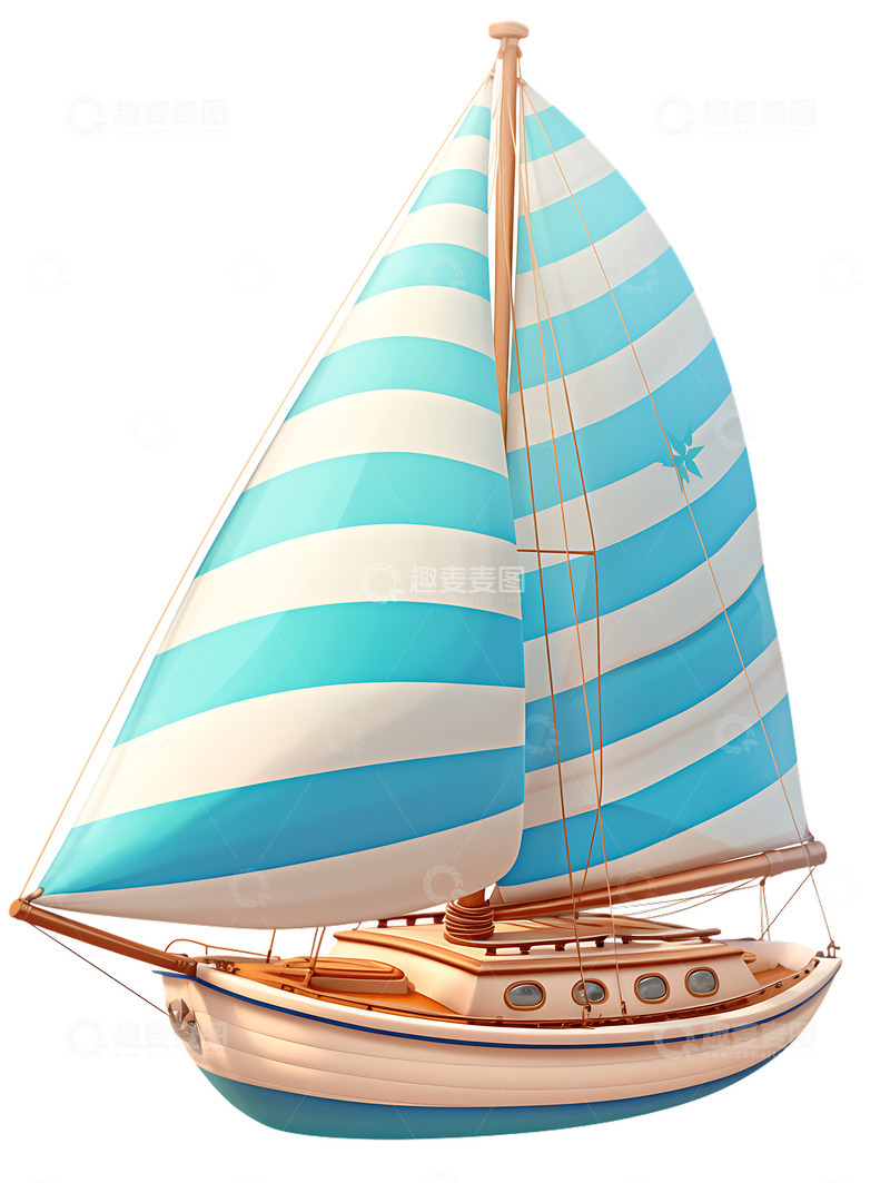高清大图下载【趣麦麦图】帆船游艇卡通旅行旅游