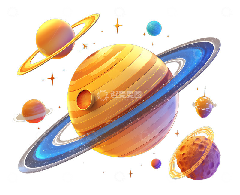 高清大图下载【趣麦麦图】卡通行星星球太空宇宙